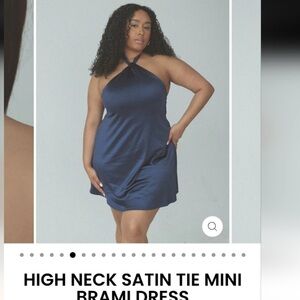 Klassy Network High Neck Satin Tie Mini Dress